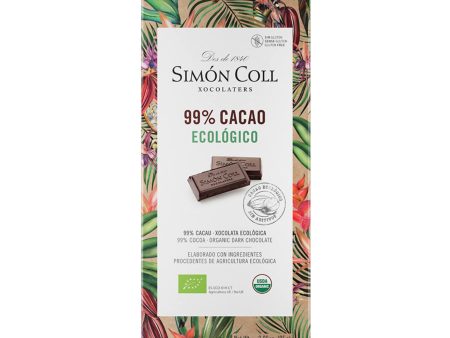 CHOCOLATES SIMÓN COLL – Deliciosa Tableta de Chocolate Ecológico 99% Cacao Gourmet - Sin Gluten (Cad: 31 05 2025) Online now