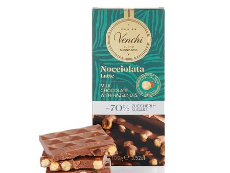 Venchi - Tableta de chocolate con leche y avellana -70% de azúcar - Sin azúcares añadidos - Sin gluten (Cad: 28 02 2024) Supply