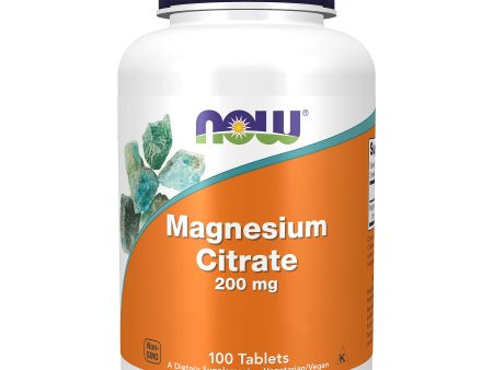 Now Foods, Magnesium Citrate, 200mg Magnesio, 100 Tabletas veganas, Probado en Laboratorio, Vegetariano, Sin Gluten, Sin Soja, No GMO Embalaje Deteriorado (Cad: 31 10 2027) For Discount