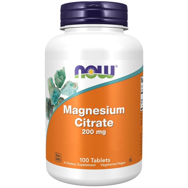 Now Foods, Magnesium Citrate, 200mg Magnesio, 100 Tabletas veganas, Probado en Laboratorio, Vegetariano, Sin Gluten, Sin Soja, No GMO Embalaje Deteriorado (Cad: 31 10 2027) For Discount