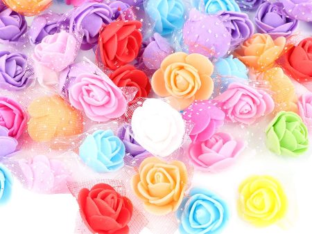 VINFUTUR 200pcs Rosas Artificiales Flores Mixtos Rosas Falsas Espuma con Borde de Gasa para Decoración Regalos Guirnalda Jarrón Mesa Boda Manualidad DIY Embalaje Deteriorado Online now