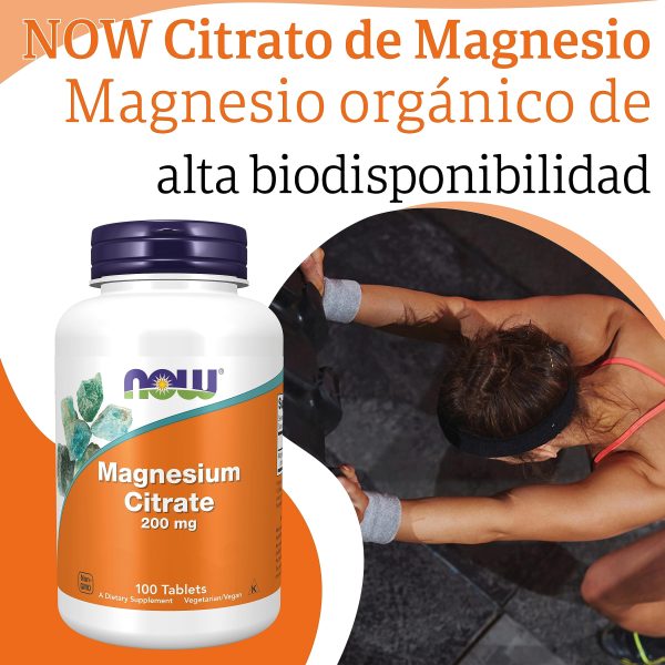 Now Foods, Magnesium Citrate, 200mg Magnesio, 100 Tabletas veganas, Probado en Laboratorio, Vegetariano, Sin Gluten, Sin Soja, No GMO Embalaje Deteriorado (Cad: 31 10 2027) For Discount