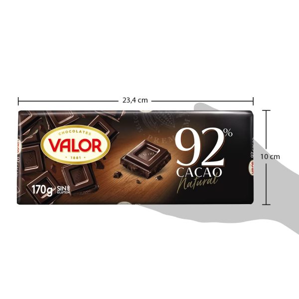 Tableta de Chocolate Negro 92% - Intenso Sabor y Aroma - Sin Gluten y Apto para Celiacos 170 Gramos (Cad: 31 01 2025) Sale