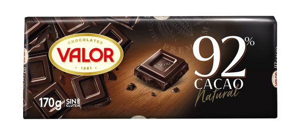 Tableta de Chocolate Negro 92% - Intenso Sabor y Aroma - Sin Gluten y Apto para Celiacos 170 Gramos (Cad: 31 01 2025) Sale