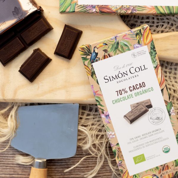 Simón Coll - Tableta de Chocolate Ecológico Negro 70% Cacao, 85gr – Sin Gluten (Cad: 31 12 2024) Online