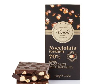 Venchi - Tableta de chocolate amargo 70% con avellanas del Piamonte IGP, 100g - Sin gluten (Cad: 30 03 2024) Online