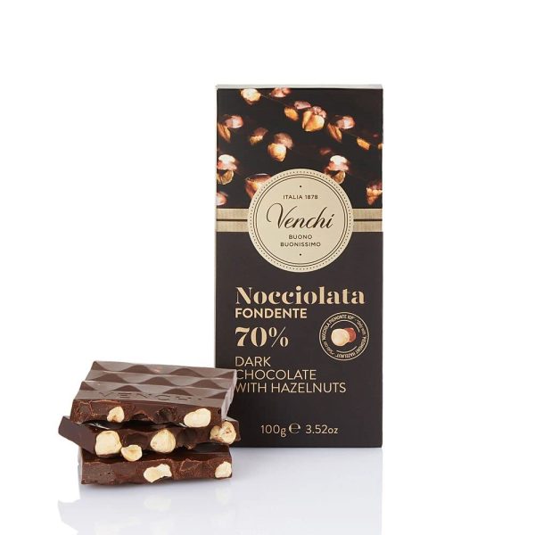 Venchi - Tableta de chocolate amargo 70% con avellanas del Piamonte IGP, 100g - Sin gluten (Cad: 30 03 2024) Online