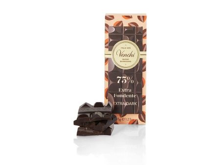 Venchi - Minitableta de Chocolate Extra Negro 75 % - Sabor intenso, 35 g - Sin Gluten- Vegano (Cad: 26 10 2024) Online Hot Sale