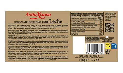 Antiu Xixona Chocolates Premium - Chocolate Con Leche Extrafino - Sabor Suave y Tierno - Receta Original - Textura Cremosa - Tableta de Chocolate Con Leche 125gr (Cad: 31 03 2024) on Sale