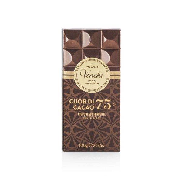 Tableta de Chocolate Negro 75% Cuor di Cacao, 100g - Chocolate Negro de América del Sur y Central - Sin Gluten (Cad: 20 01 2025) Hot on Sale