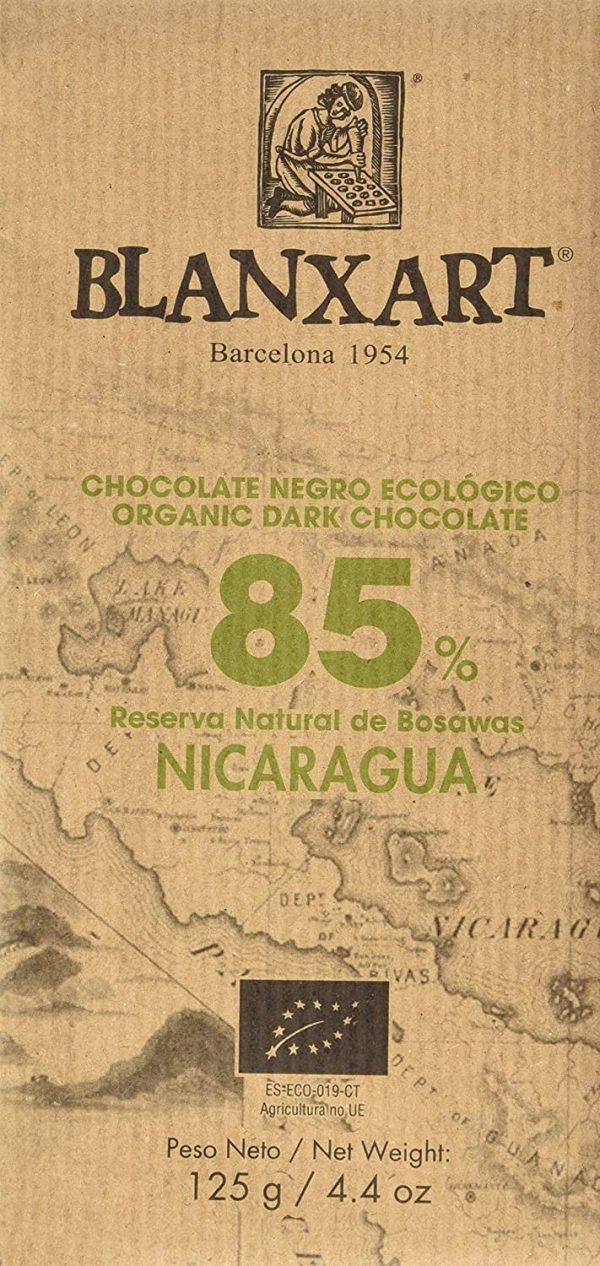 Blanxart Tableta de Chocolate Negro Ecológico - Nicaragua 85% Cacao 1 Unidad 125 g (Cad: 28 02 2025) For Sale