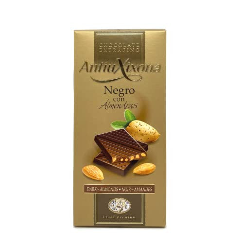 Antiu Xixona Premium - Chocolate Negro con Almendras - Gran Aroma y Sabor Equilibrado - Receta Original - Sin Gluten - Tableta de Chocolate Negro con Almendras de 125g (Cad: 30 11 2023) Fashion