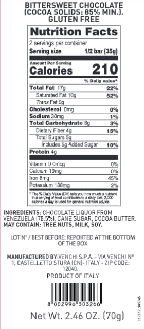 Tableta de Chocolate Negro 85 % de Venezuela - Chocolate de Origen Único - Sin Gluten (Cad: 20 01 2025) Fashion