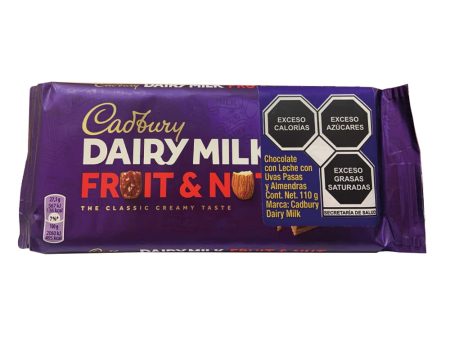 Tableta de Chocolate Cadbury Dairy Milk Fruit and Nut - 110g, 1 unidad (Cad: 28 07 2024) For Discount