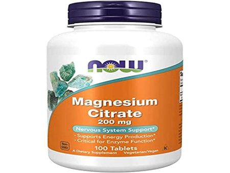 Now Foods, Magnesium Citrate, 200mg Magnesio, 100 Tabletas veganas, Probado en Laboratorio, Vegetariano, Sin Gluten, Sin Soja, No GMO Embalaje Deteriorado (Cad: 31 08 2027) For Cheap