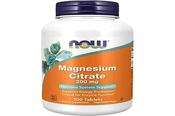 Now Foods, Magnesium Citrate, 200mg Magnesio, 100 Tabletas veganas, Probado en Laboratorio, Vegetariano, Sin Gluten, Sin Soja, No GMO Embalaje Deteriorado (Cad: 31 08 2027) For Cheap