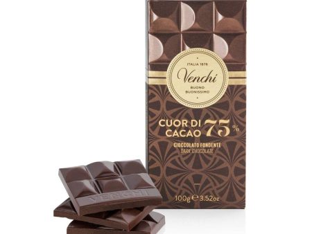 Tableta de Chocolate Negro 75% Cuor di Cacao, 100g - Chocolate Negro de América del Sur y Central - Sin Gluten (Cad: 18 08 2024) Supply