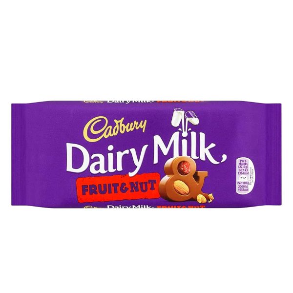 Tableta de Chocolate Cadbury Dairy Milk Fruit and Nut - 110g, 1 unidad (Cad: 28 07 2024) For Discount