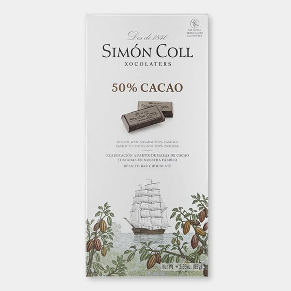 Simón Coll - Chocolate Negro 50% Cacao Gourmet (85gr) – Sin Gluten (Cad: 30 09 2024) on Sale