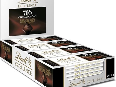 Caja de mini tabletas de chocolate negro Lindt Excellence 70%, 200 tabletas individuales, chocolate intenso y aromático, 1,1kg (Cad: 30 04 2024) Discount