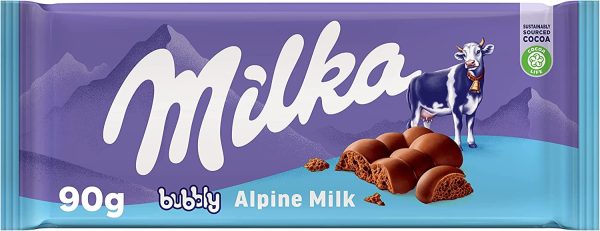 Tableta de Chocolate Milka Bubbly con Leche de los Alpes Aireado con Burbujas 90g (Cad: 13 01 2024) Hot on Sale