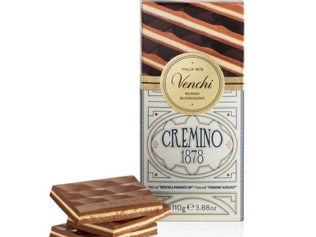 Tableta Cremino 1878 Venchi - Chocolate con Leche y Avellanas Gianduja y Chocolate Blanco con Pasta de Almendras - Sin Gluten (Cad: 12 11 2023) For Sale