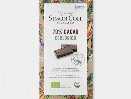 Simón Coll - Tableta de Chocolate Ecológico Negro 70% Cacao, 85gr – Sin Gluten (Cad: 31 12 2024) Online