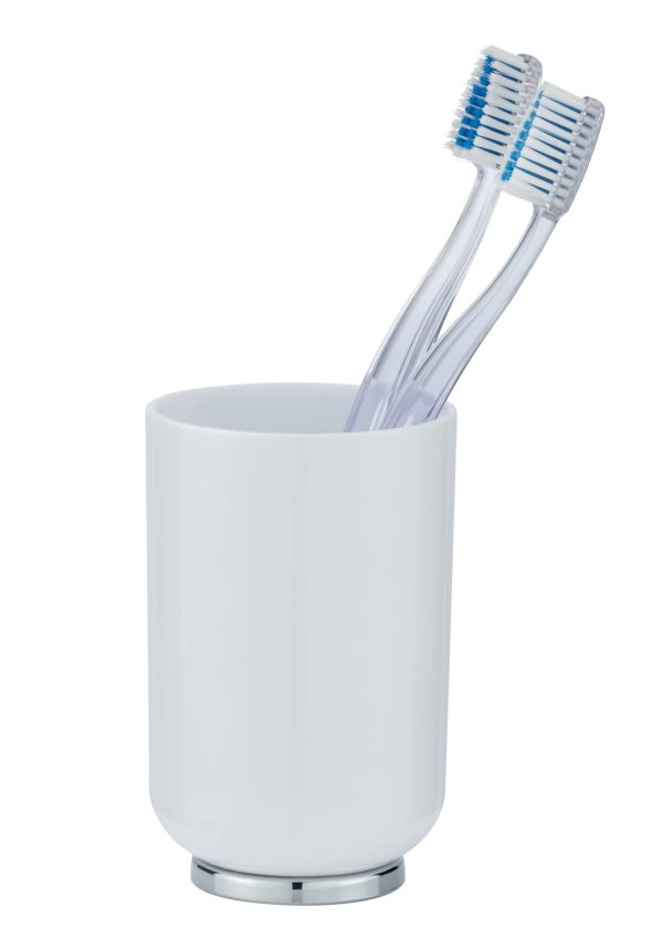 Vaso higiene dental Posa blanco cromo - Soporte para cepillos de dientes y pasta de dientes Embalaje Deteriorado For Cheap