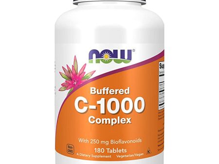 Now Foods, Buffered C-1000 Complex, 1.000mg, con Flavonoides, 180 Comprimidos veganos, Probados en Laboratorio, Sin Gluten, Sin Soja, No GMO Embalaje Deteriorado (Cad: 30 11 2023) Hot on Sale