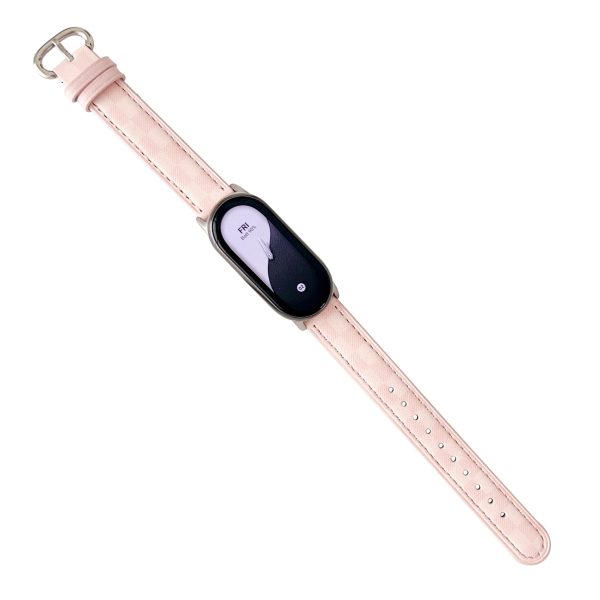 Replacement Watch Band for Xiaomi Smart Band 8 Genuine Cow Leather Grids Pattern Watch Strap Online now