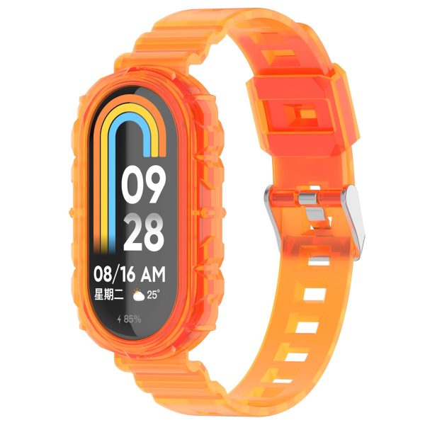 For Xiaomi Smart Band 8 Wrist Band Transparent Silicone Watch Strap with Integrated Watch Case on Sale