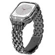 For Apple Watch Series 8 7 41mm Stainless Steel Watch Band Rhinestone Decor Strap with Protective Case Supply