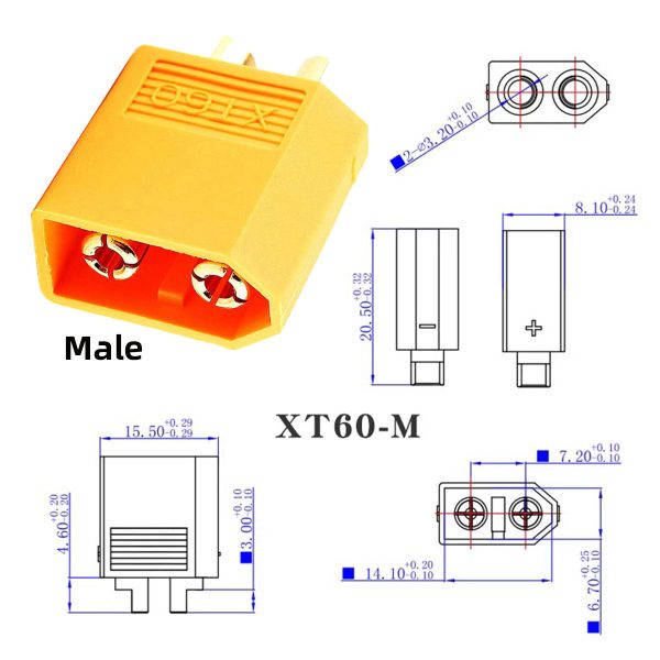 PW-052-MM XT60 0.5m Extension Cable 12AWG Male to Male Connector for RC Battery Power Station Online Hot Sale