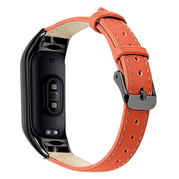 For Xiaomi Smart Band 8 Genuine Cowhide Leather Band Watch Straps with Black Watch Case Online