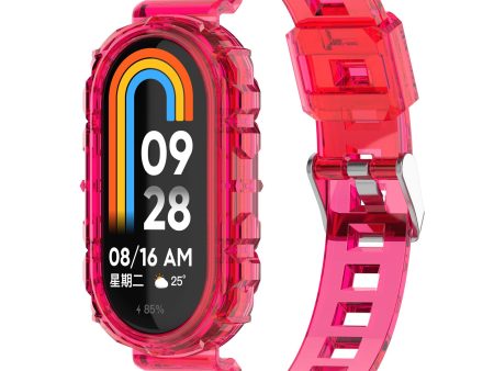 For Xiaomi Smart Band 8 Wrist Band Transparent Silicone Watch Strap with Integrated Watch Case on Sale