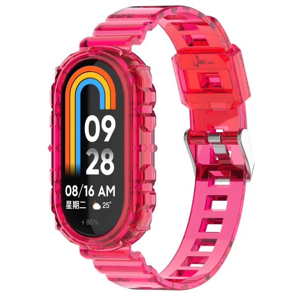 For Xiaomi Smart Band 8 Wrist Band Transparent Silicone Watch Strap with Integrated Watch Case on Sale