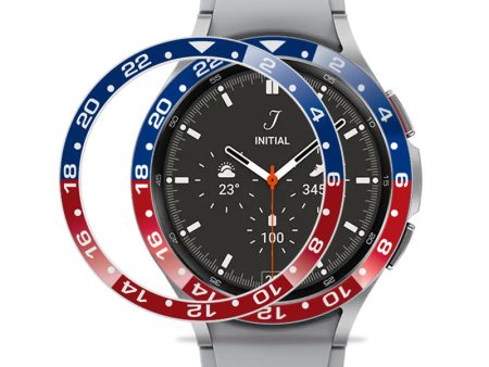 For Samsung Galaxy Watch4 Classic 46mm Bezel Ring Dual-color Metal Watch Bezel Adhesive Frame Ring Cover (Type B) Hot on Sale