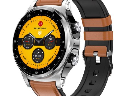 GT66 2-in-1 Leather Strap Smart Watch with TWS Bluetooth Headset Fitness Tracker Earbuds Combo Sale